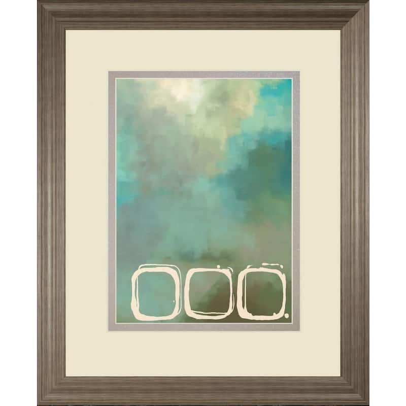 Retro In Aqua and Khaki IlBy Laurie Maitland Framed Print Abstract Wall Art 34 in. x 40 in.