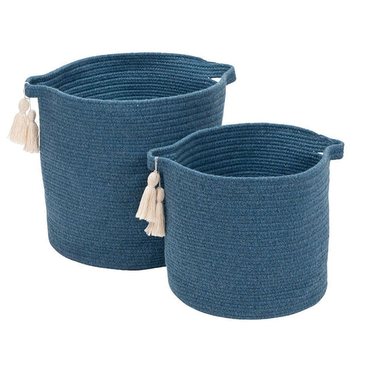 Andorra 16 in. x 16 in. x 16 in. Blue Round Blended Wool Basket