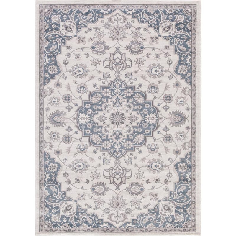 Lara Center Medallion Blue 8 ft. x 11 ft. Area Rug