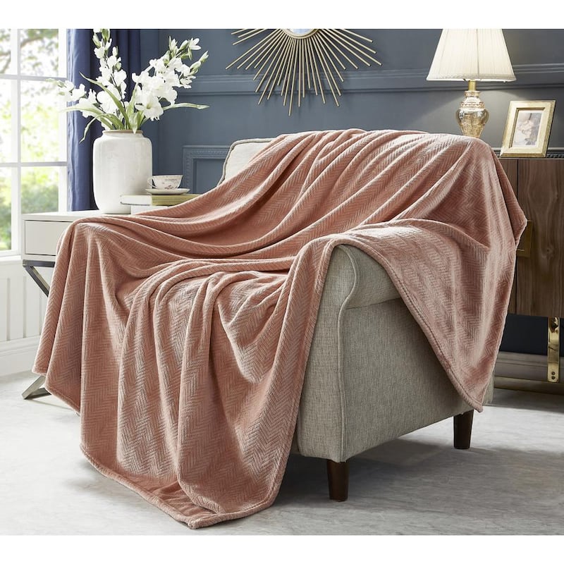 Marciela Blush Throw Super Soft 100% Polyester 60 in. x 70 in.