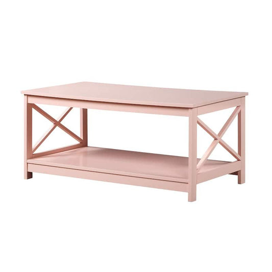 Oxford 39.5 in. Blush Pink Standard Rectangle MDF Top Coffee Table with Shelf