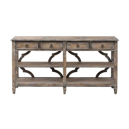 Bostwick 62 in. Brown Rectangle Four Drawer Console Table