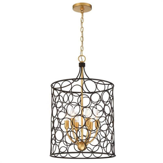 Stemmons 6-Light Bronze Plus Antique Gold Chandelier