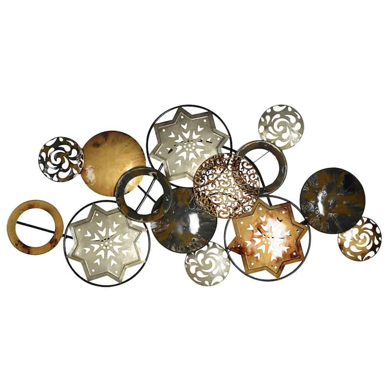 Rustic Circles and Stars Wall Art Metal Mixed Media Wall Art