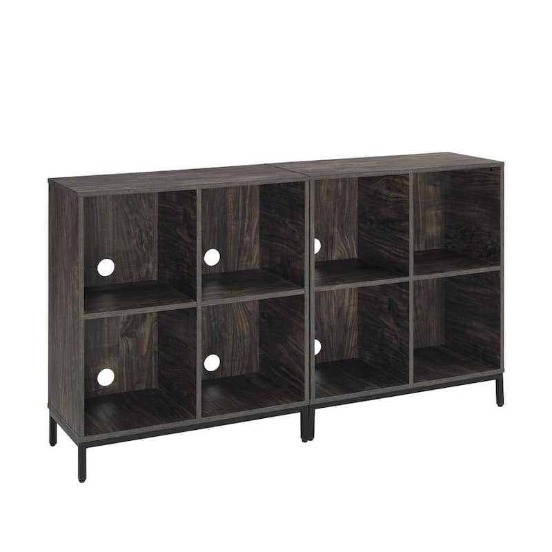 Jacobsen 2-Piece Brown Ash Record Storage Cube Bookcase Set