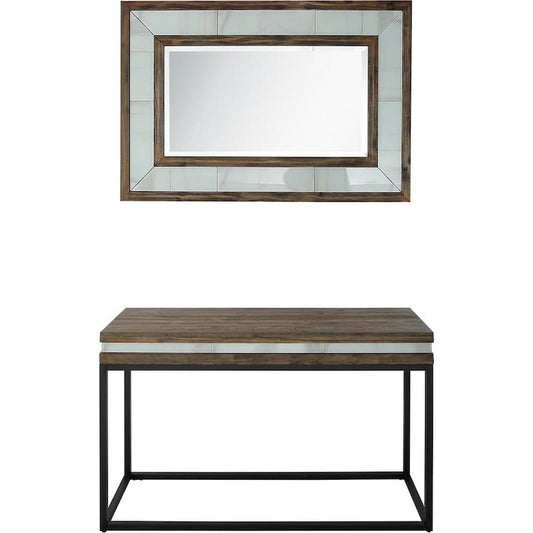 Bailey 16 in. Brown Rectangular Wood Console Table with Mirror