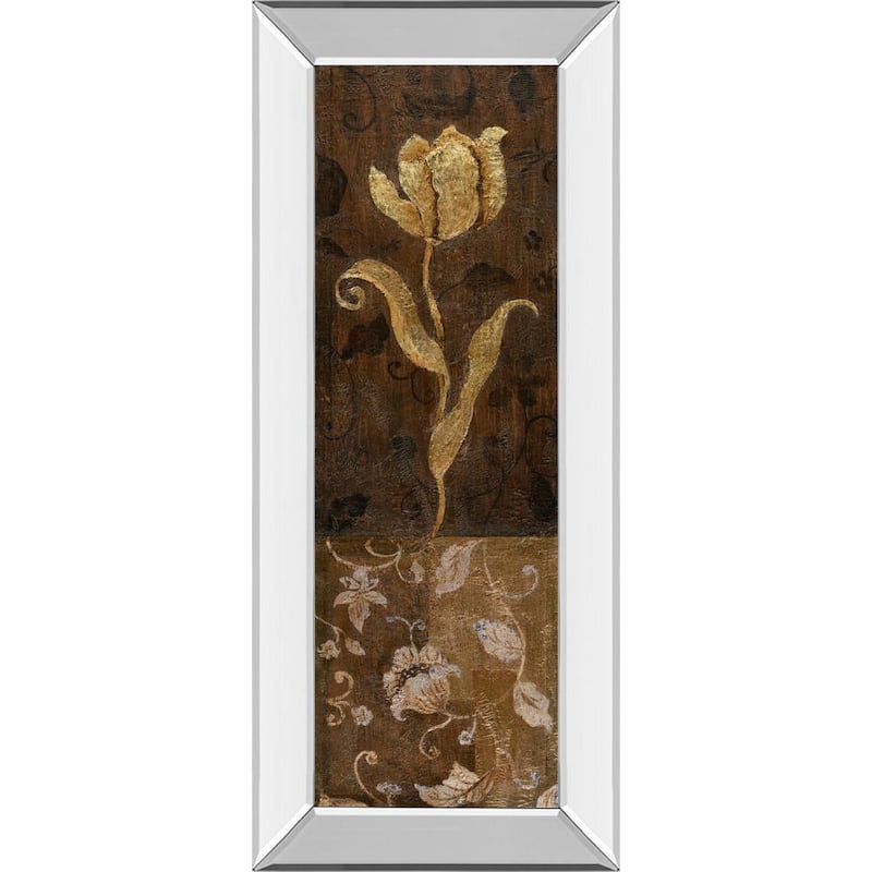 Golden Tulip IlBy Tava Studios Mirror Framed Print Wall Art 18 in. x 42 in.