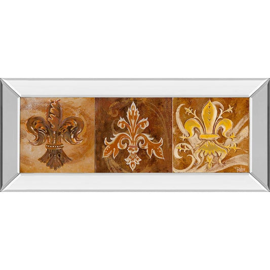 Fleur De Lis Trio IlBy Thomas Riker Mirror Framed Print Wall Art 18 in. x 42 in.