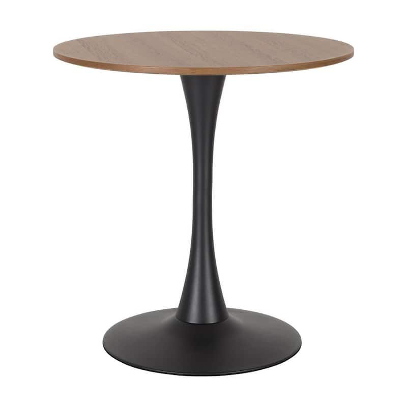 Ivo 28 in. Round Brown Wood Dining Table with Metal Pedestal