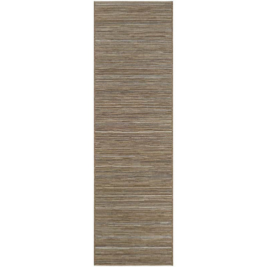 Cape Hinsdale Brown-Ivory 2 ft. 3 in. x 7 ft. 10 in. Indoor/Outdoor Runner Rug