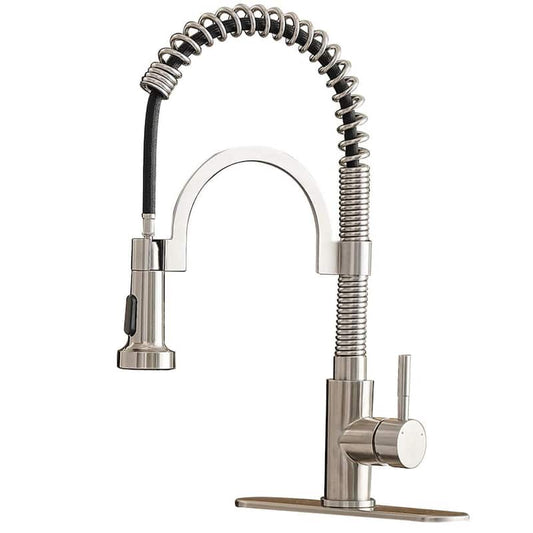 Single-Handle Pull-Down Sprayer 2 Spray High Arc Kitchen Faucet in Brushed Nickel