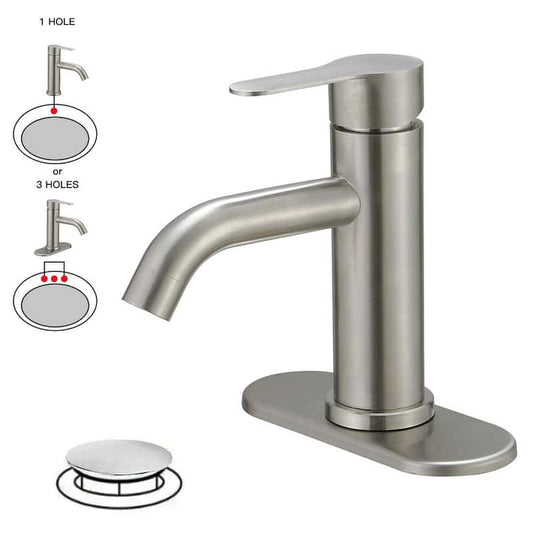 Single Hole Single-Handle Bathroom Faucet in Brushed Nickel