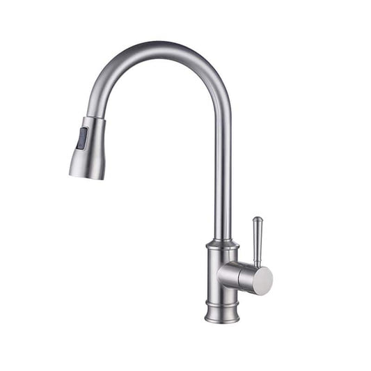 Single Handle Surface Mount Pull Out Sprayer Kitchen Faucet in Brushed Nickel