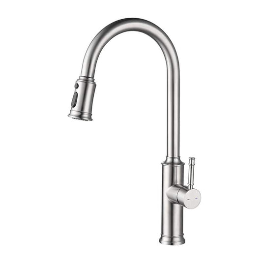 Single Handle Surface Mount Pull Out Sprayer Kitchen Faucet in Brushed Nickel