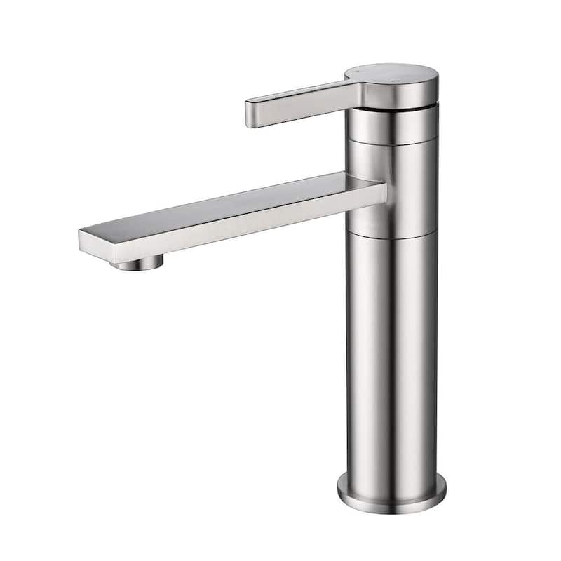 Single Handle Single Hole Sink Vanity Bathroom Faucet in Brushed Nickel