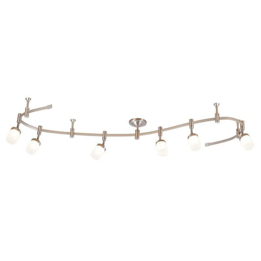 96 in. 6-Light Brushed Nickel Integrated LED Flex Track Lighting Kit