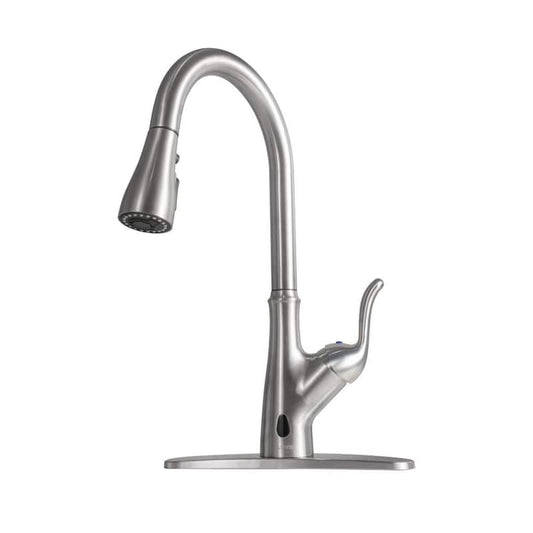 Single Handle Touchless Pull Down Sprayer Kitchen Faucet in Brushed Nickel