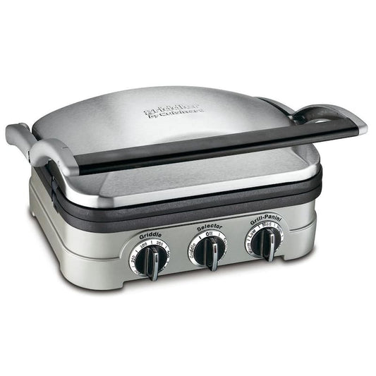 Griddler 102 sq. in. Brushed Stainless Steel Indoor Grill with Removable Cooking Plates