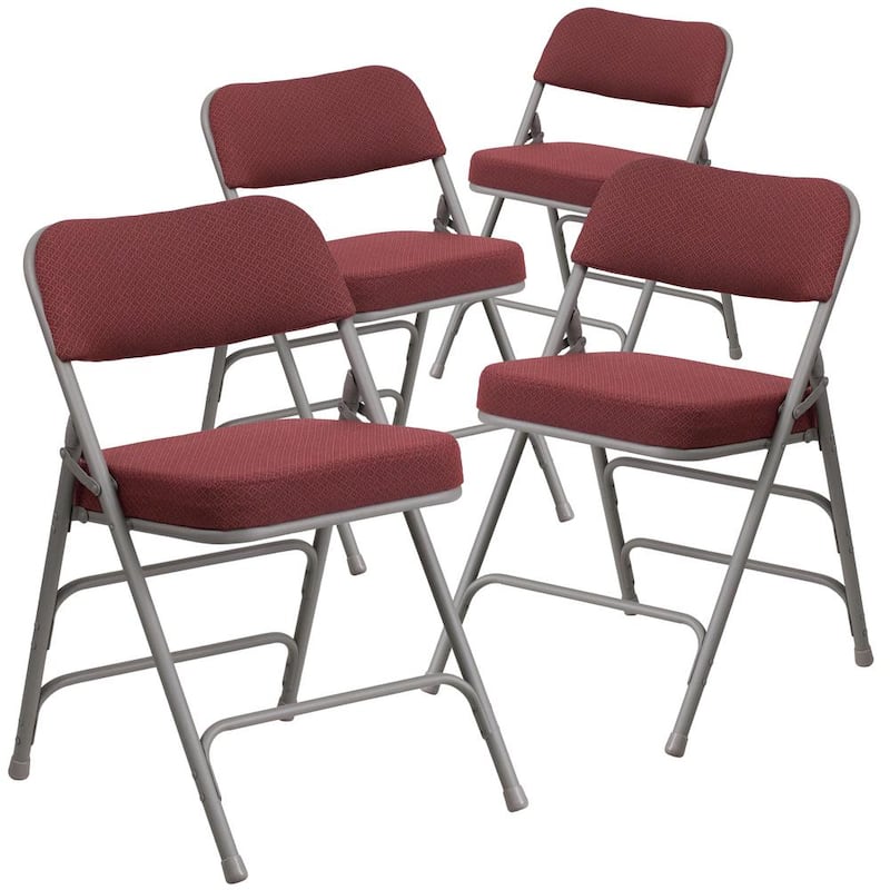 Burgundy Metal Folding Chair (4-Pack)