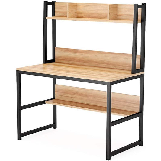 Witham 42 in. W Rectangular Burlywood 3-Components Computer Desk with Hutch and Shelves for Small Space