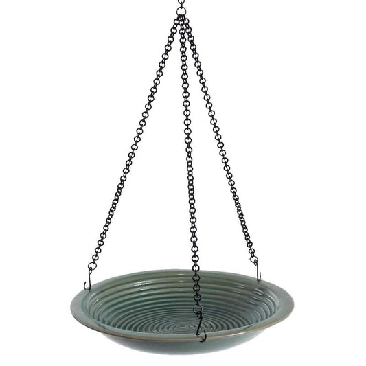 Alcyon Teal Ceramic Jade Hanging Birdbath