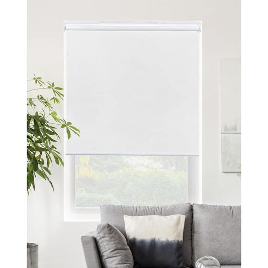 Snap-N'-Glide Byssus White Cordless Blackout Best for Kids Polyester Roller Shade 37 in. W x 72 in. L