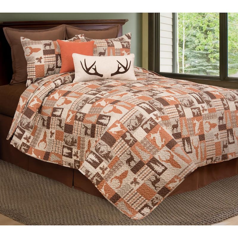 Buck Ridge Trail 2-Piece Brown Polyester Twin Quilt Set