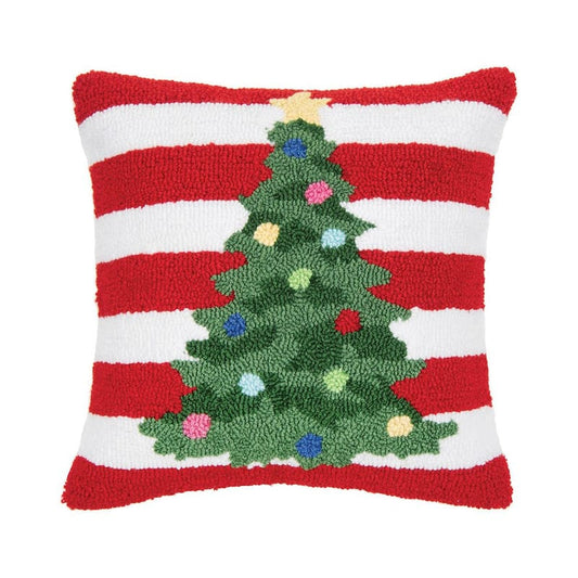 Red Colorful Christmas Tree Throw Pillow