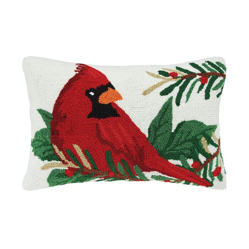 Red Cardinal Mistletoe Winter Christmas Throw Pillow