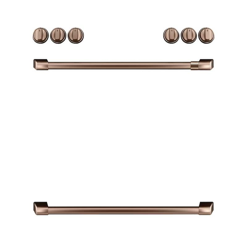 Front Control Gas Range Handle and Knobs Kit in Brushed Copper