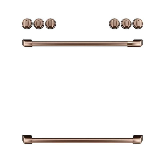 Front Control Gas Range Handle and Knobs Kit in Brushed Copper