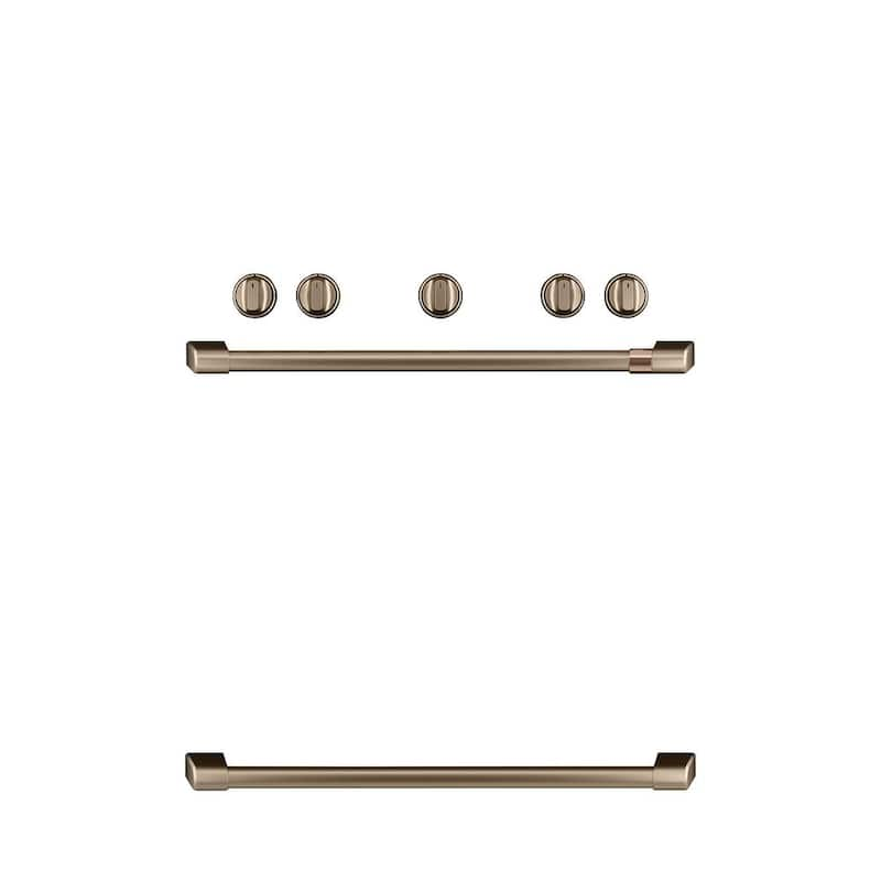 Freestanding Gas Range Handle and Knob Kit in Brushed Bronze