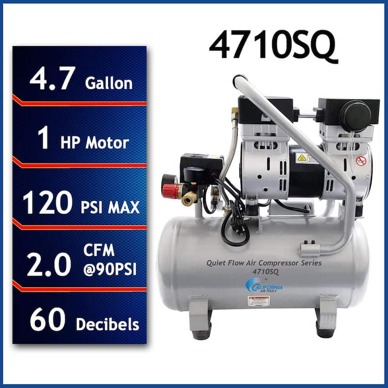 Quiet Flow 4.7 Gal. 1.0 HP Portable Electric Oil-Free Air Compressor