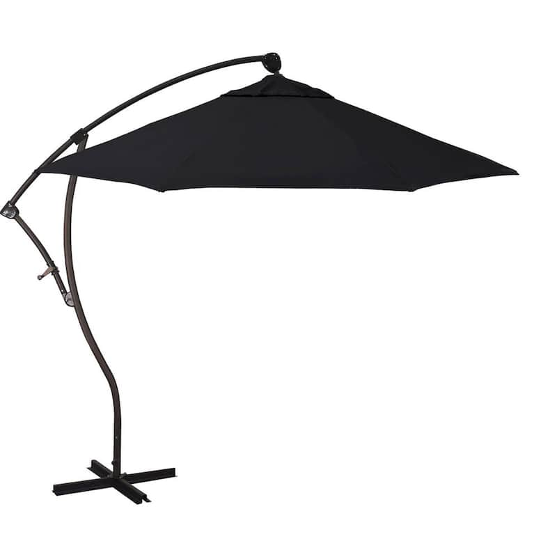 9 ft. Bronze Aluminum Cantilever Patio Umbrella with Crank Lift in Black Pacifica Premium