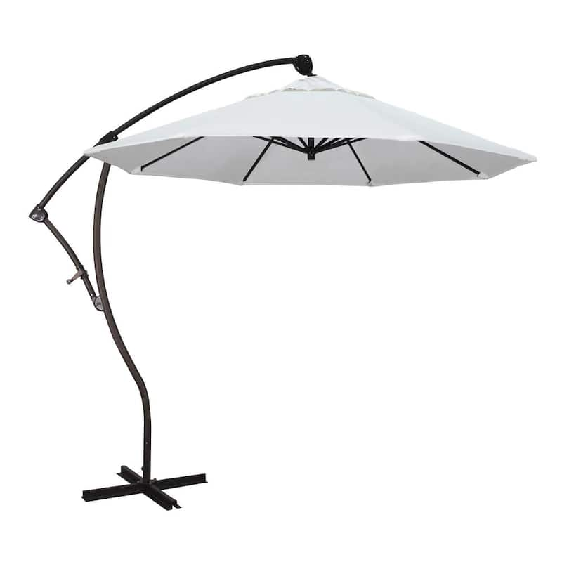 9 ft. Bronze Aluminum Cantilever Patio Umbrella with Crank Open 360 Rotation in Natural Pacifica