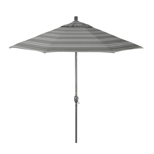 9 ft. Grey Aluminum Market Patio Umbrella with Crank Lift and Push-Button Tilt in Wellfleet Steel Pacifica Premium