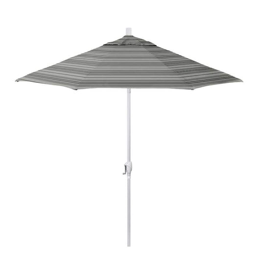 9 ft. Matted White Aluminum Market Patio Umbrella with Crank Lift Push-Button Tilt in Wellfleet Steel Pacifica Premium