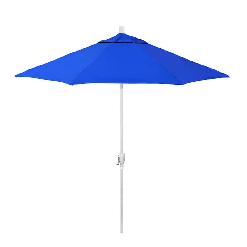 9 ft. Matted White Aluminum Market Patio Umbrella with Crank Lift and Push-Button Tilt in Pacific Blue Pacifica Premium