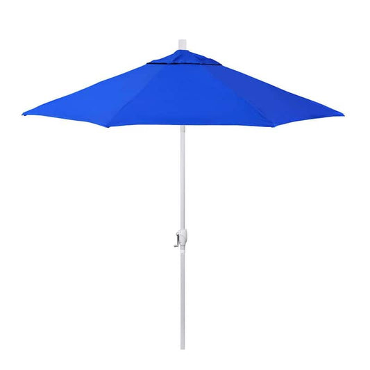 9 ft. Matted White Aluminum Market Patio Umbrella with Crank Lift and Push-Button Tilt in Pacific Blue Pacifica Premium