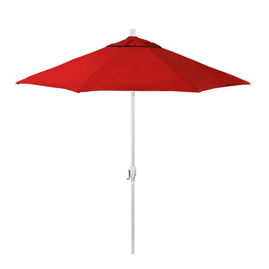 9 ft. Matted White Aluminum Market Patio Umbrella with Crank Lift and Push-Button Tilt in Red Pacifica Premium