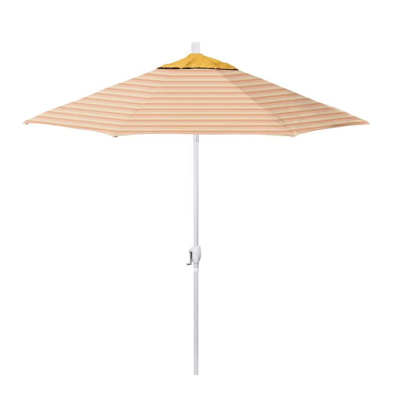 9 ft. Matted White Aluminum Market Patio Umbrella with Crank Lift & Push-Button Tilt in Donovan Garden Pacifica Premium