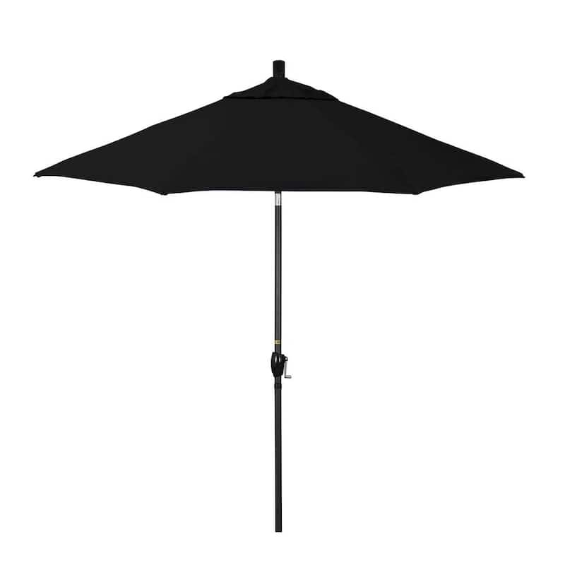 9 ft. Stone Black Aluminum Market Patio Umbrella with Crank Lift and Push-Button Tilt in Black Pacifica Premium