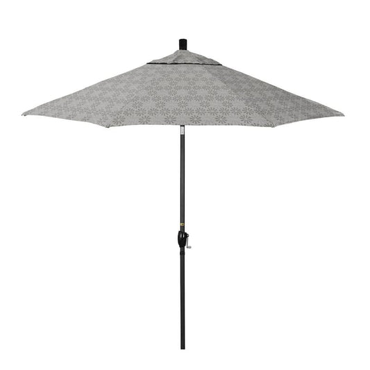 9 ft. Stone Black Aluminum Market Patio Umbrella with Crank Lift and Push-Button Tilt in Spiro Graphite Pacifica Premium