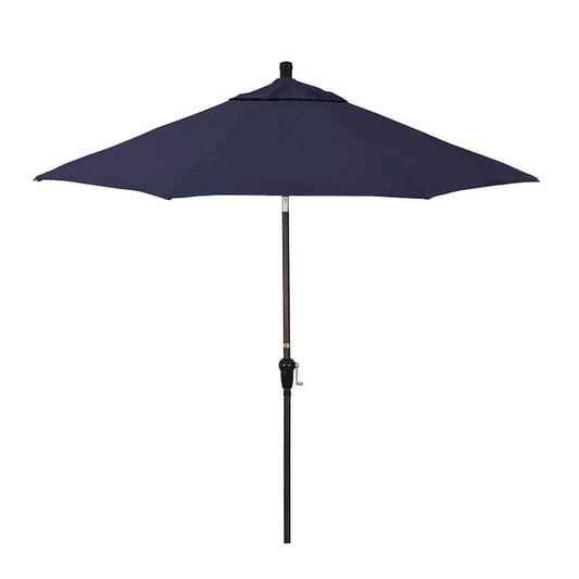 9 ft. Bronze Aluminum Market Patio Umbrella with Crank Lift and Autotilt in Captains Navy Pacifica Premium