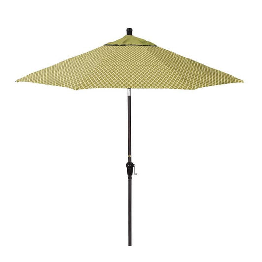 9 ft. Bronze Aluminum Market Patio Umbrella with Crank Lift and Autotilt in Lavalier Palm Pacifica Premium