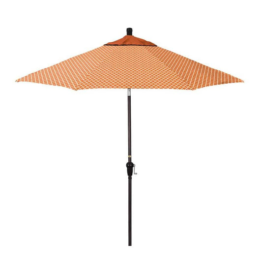 9 ft. Bronze Aluminum Market Patio Umbrella with Crank Lift and Autotilt in Lavalier Apricot Pacifica Premium