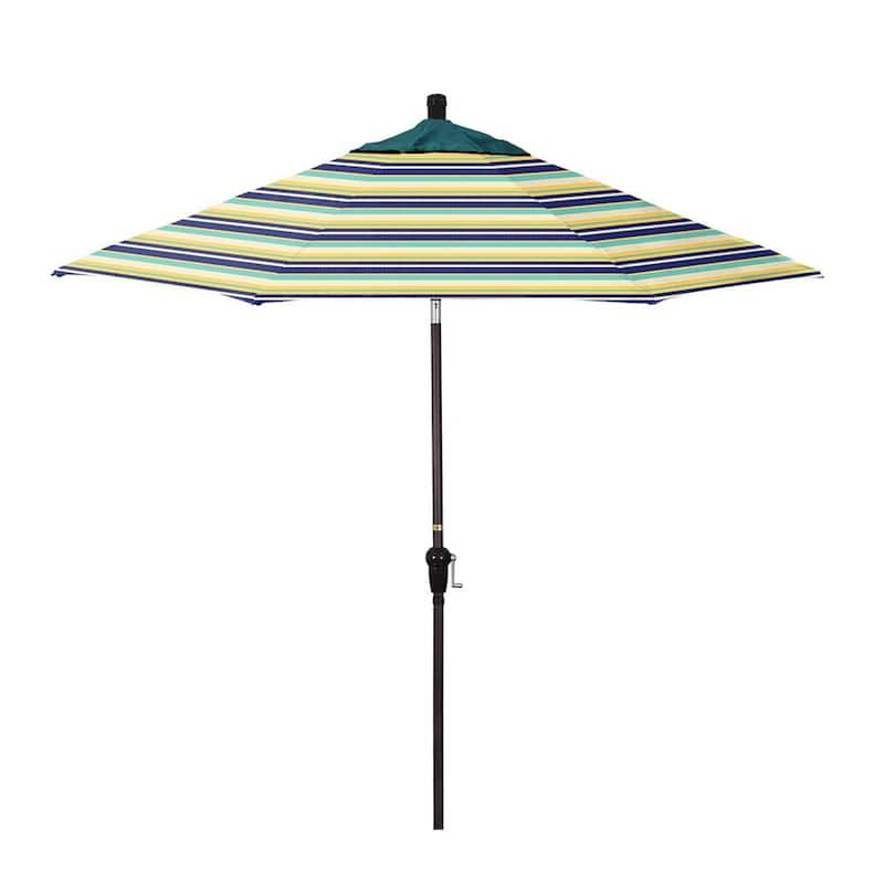 9 ft. Bronze Aluminum Market Patio Umbrella with Crank Lift and Autotilt in Captiva Admiral Pacifica Premium