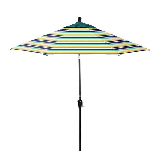 9 ft. Bronze Aluminum Market Patio Umbrella with Crank Lift and Autotilt in Captiva Admiral Pacifica Premium