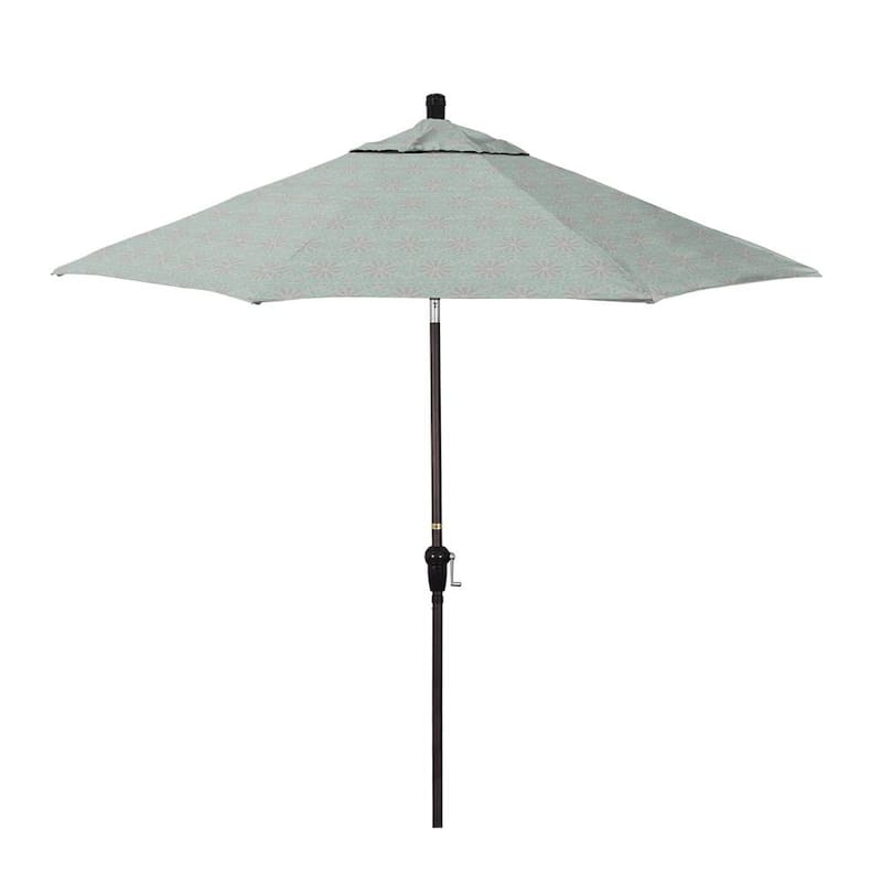 9 ft. Bronze Aluminum Market Patio Umbrella with Crank Lift and Autotilt in Spiro Capri Pacifica Premium