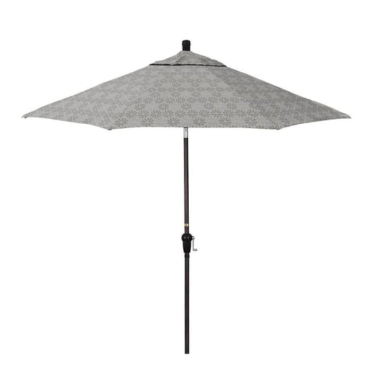 9 ft. Bronze Aluminum Market Patio Umbrella with Crank Lift and Autotilt in Spiro Graphite Pacifica Premium